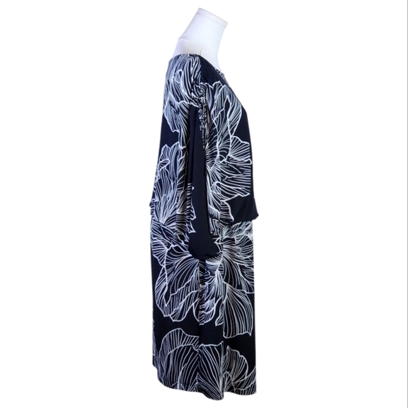 MiXT by Heidi Weisel Black White Floral Blouson Dress 18W Plus Size - Picture 6 of 11